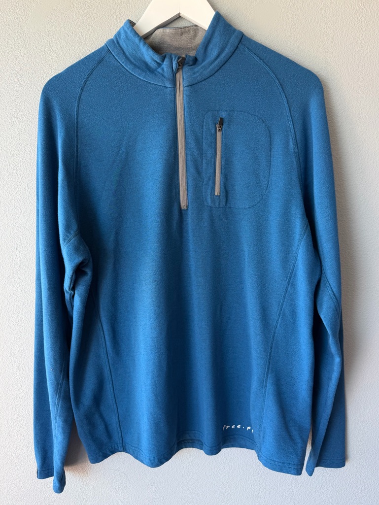 Free Fly Blue Bamboo Blend Long Sleeve Quarter Zip Pull Over Sweatshirt Men’s M